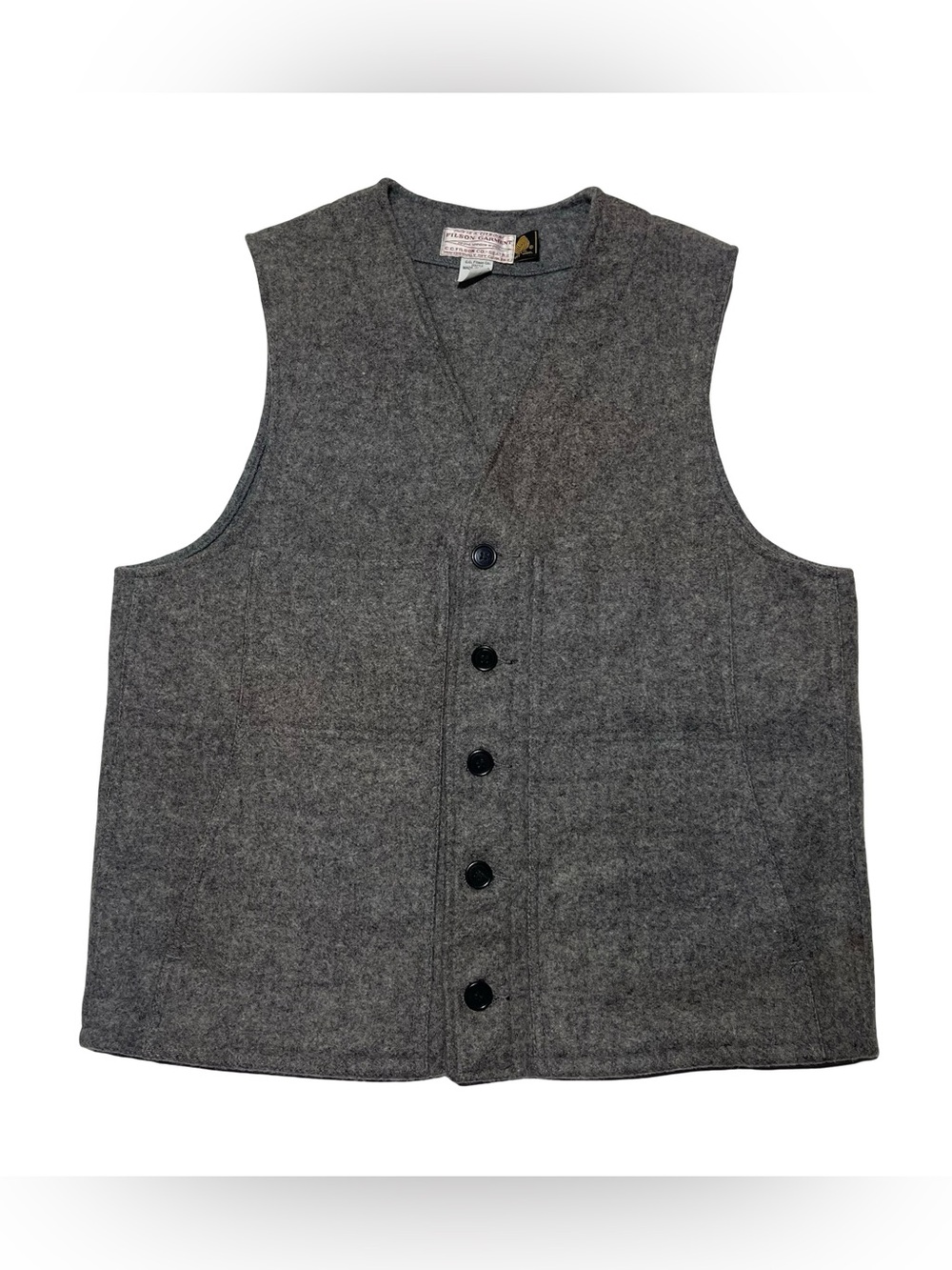 Filson Mackinaw Wool Vest Charcoal Heather 100% Virgin Wool Men’s Size L 44 USA
